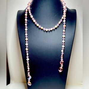 Art Deco vintage pink crystal and pearl